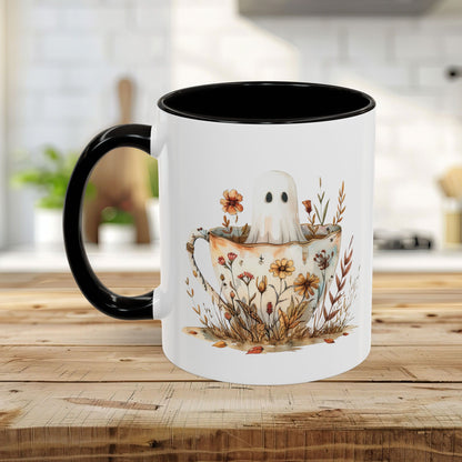 Boho Ghost in a Floral Teacup Mug (11/15oz)