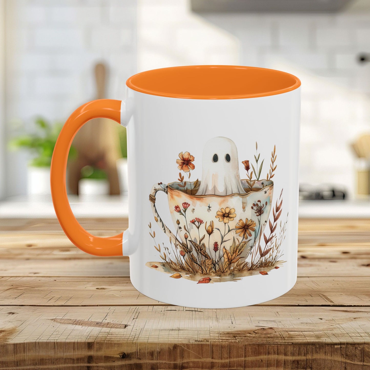 Boho Ghost in a Floral Teacup Mug (11/15oz)
