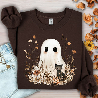 Boho Ghost with Black Cat Sweatshirt