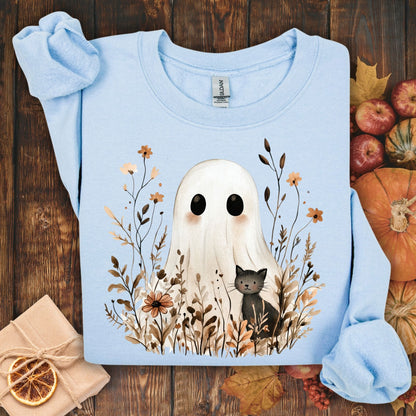 Boho Ghost with Black Cat Sweatshirt