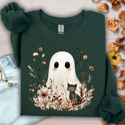Boho Ghost with Black Cat Sweatshirt
