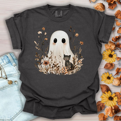 Boho Ghost with Black Cat T-Shirt