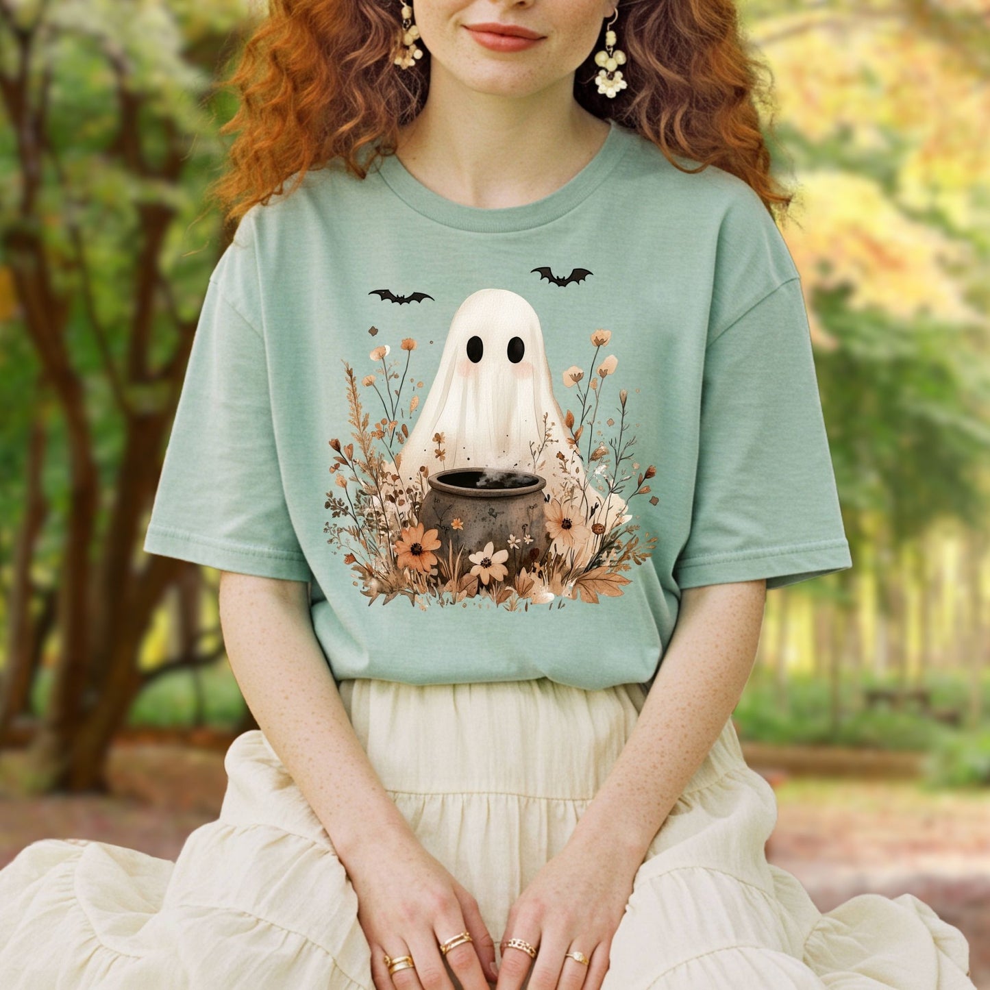 Boho Ghost with Cauldron T-Shirt