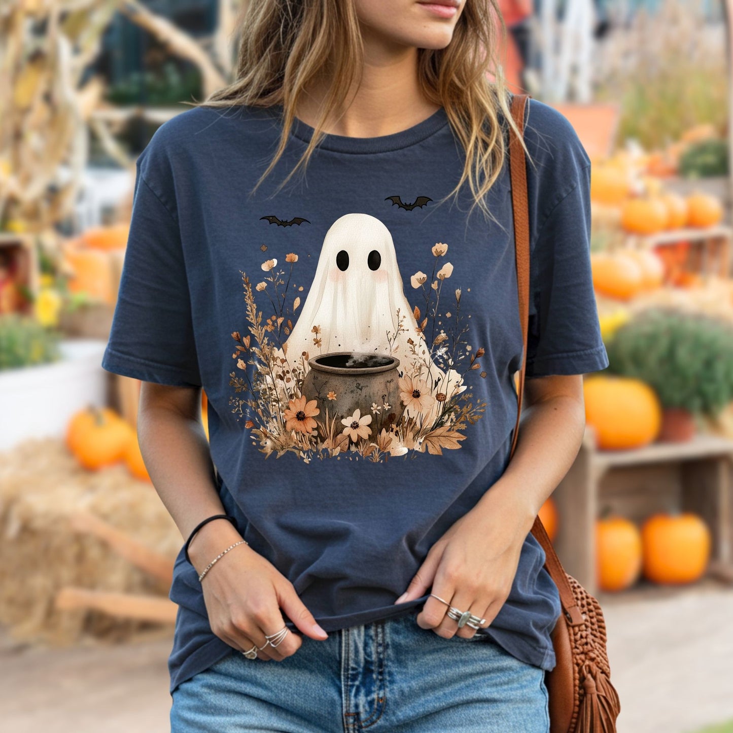 Boho Ghost with Cauldron T-Shirt