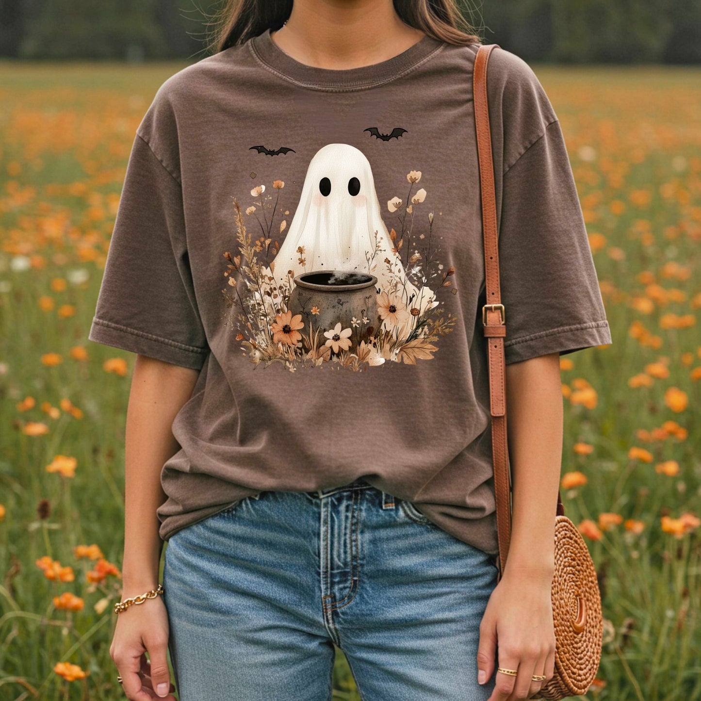 Boho Ghost with Cauldron T-Shirt