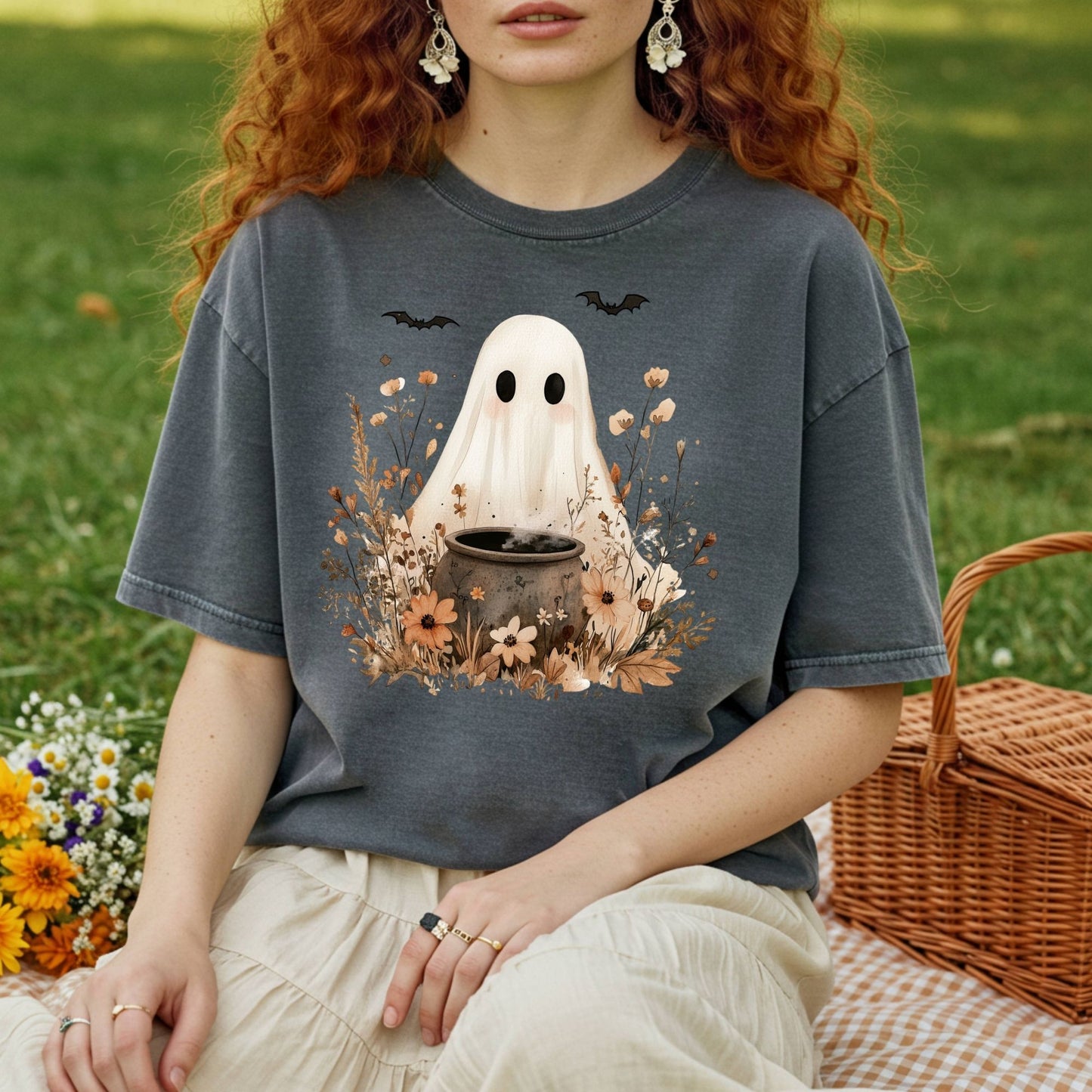 Boho Ghost with Cauldron T-Shirt