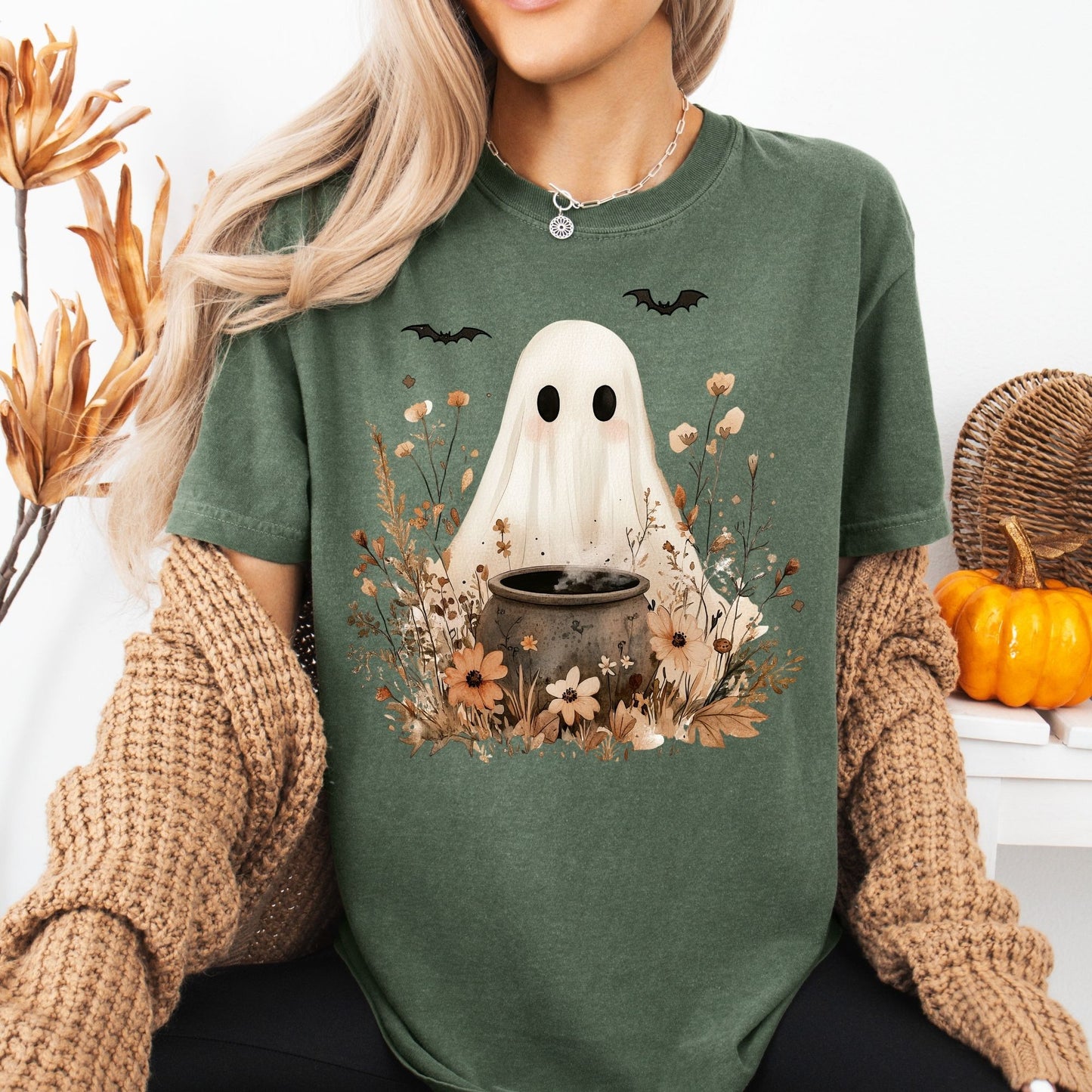 Boho Ghost with Cauldron T-Shirt
