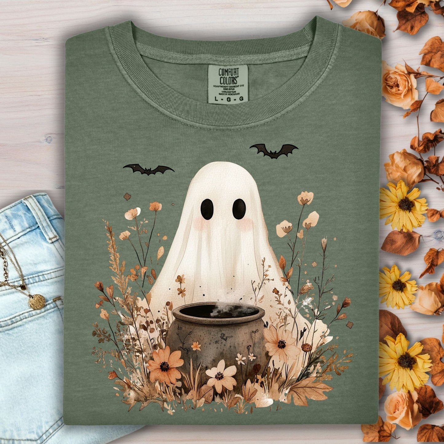 Boho Ghost with Cauldron T-Shirt