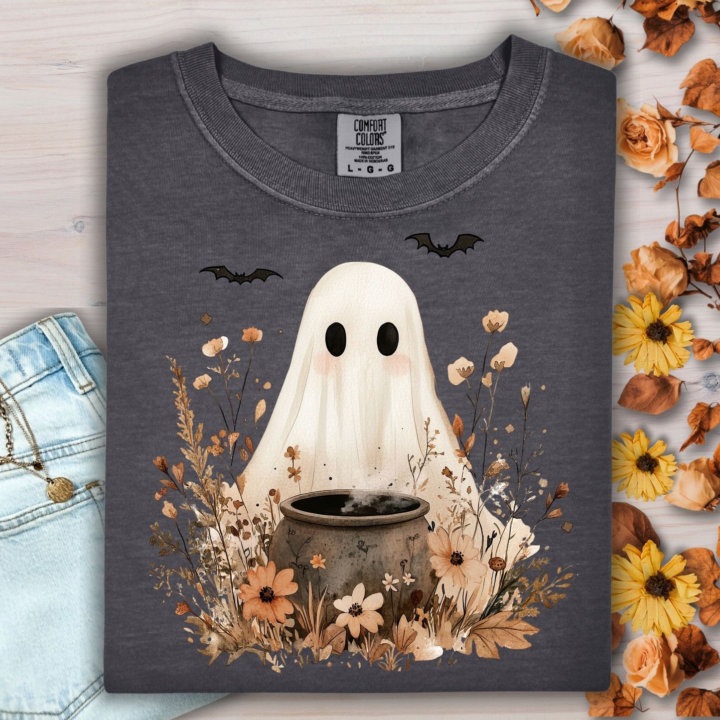Boho Ghost with Cauldron T-Shirt