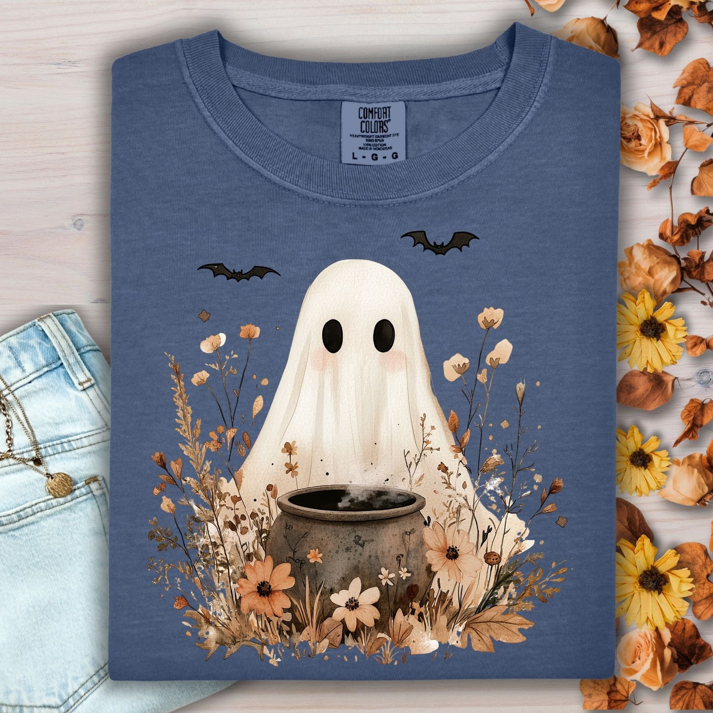 Boho Ghost with Cauldron T-Shirt
