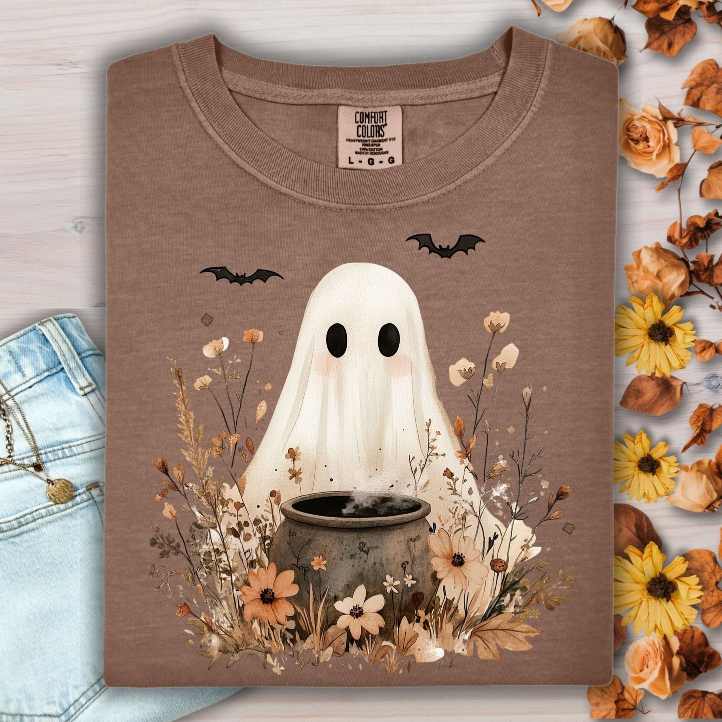 Boho Ghost with Cauldron T-Shirt