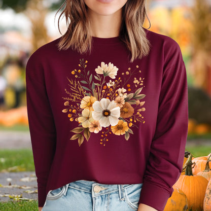 Boho Ghost with Pumpkin Long Sleeve Tee