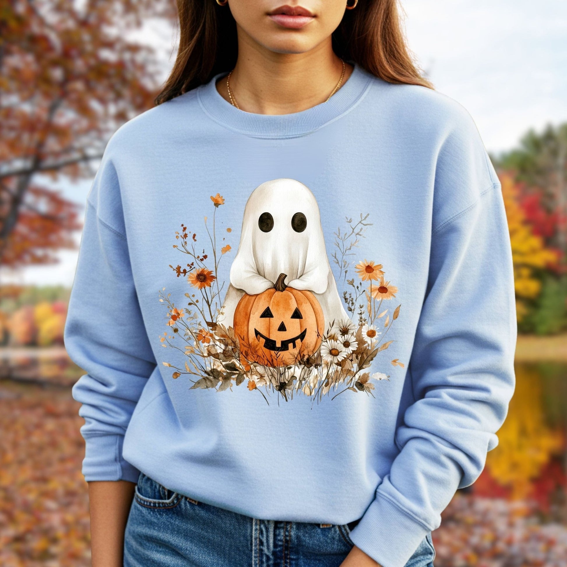 Boho Ghost with Pumpkin Sweatshirt