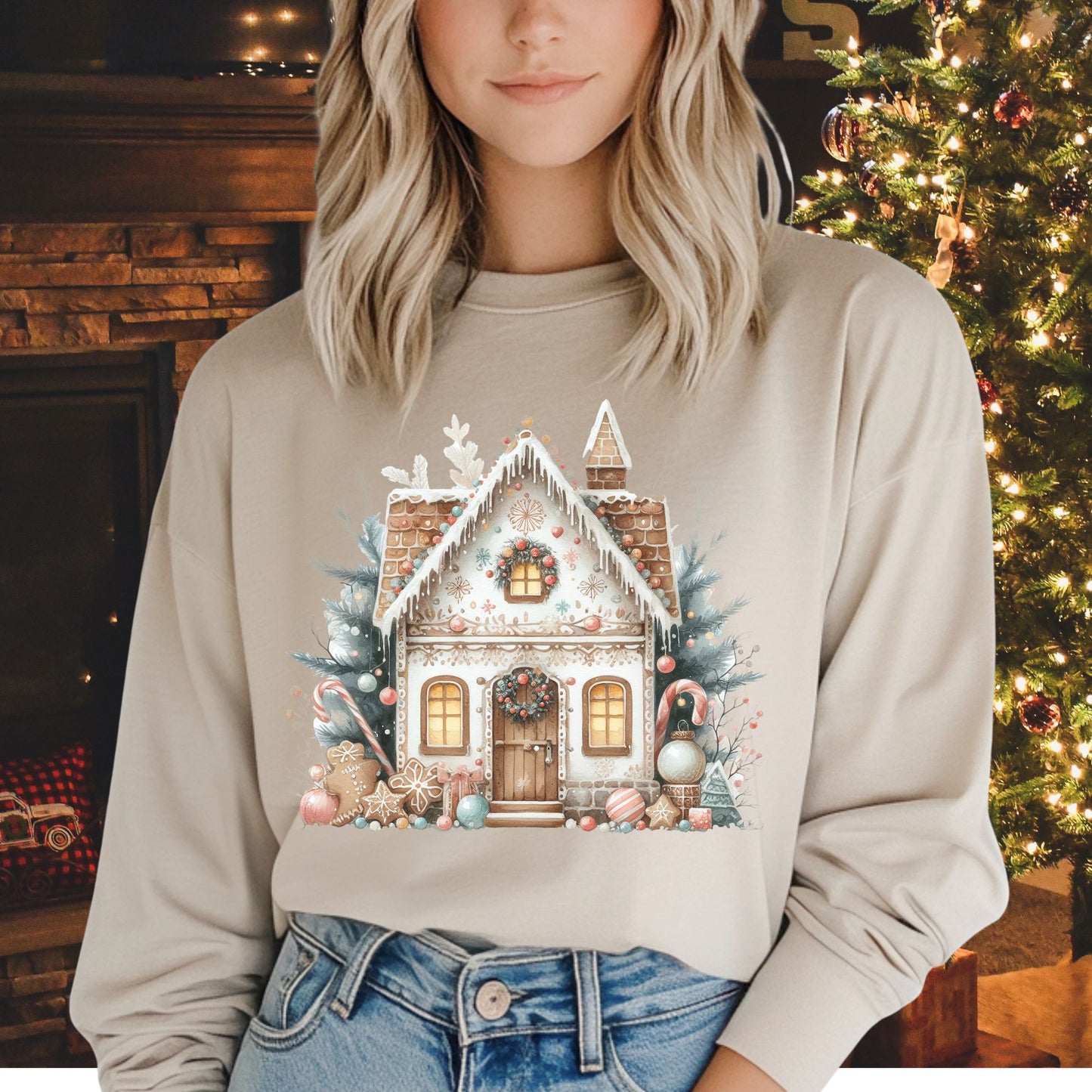 Boho Gingerbread House Long Sleeve Tee