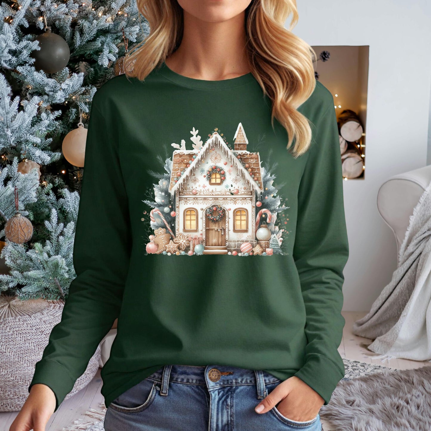 Boho Gingerbread House Long Sleeve Tee