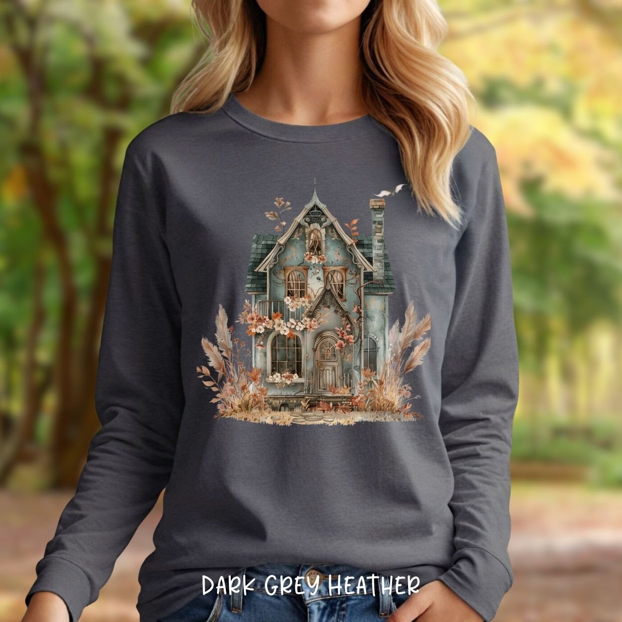 Boho Haunted Victorian House Long Sleeve Tee