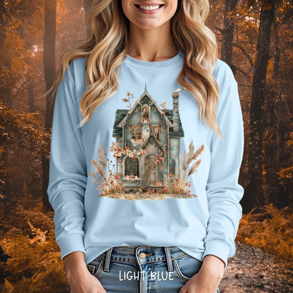Boho Haunted Victorian House Long Sleeve Tee