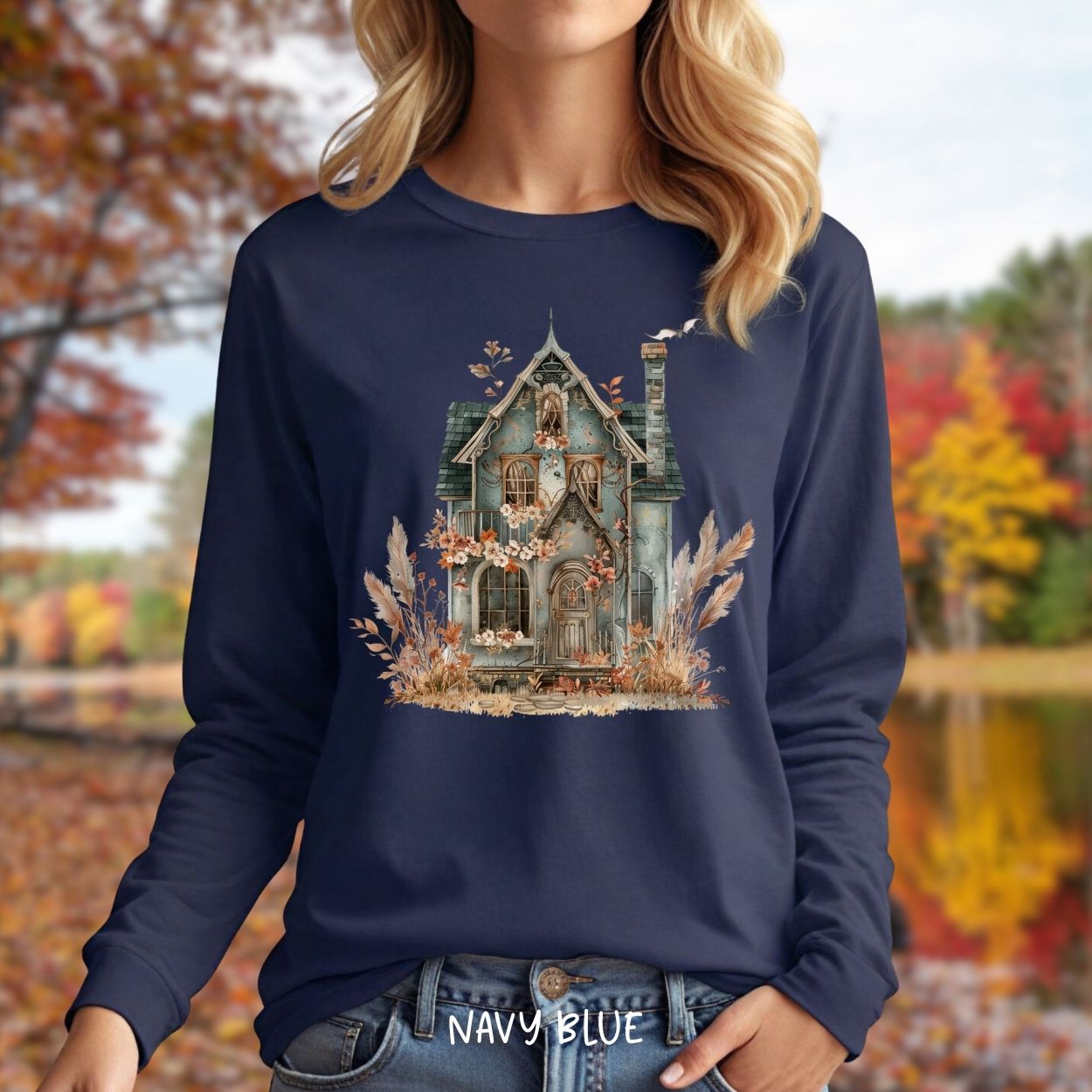 Boho Haunted Victorian House Long Sleeve Tee