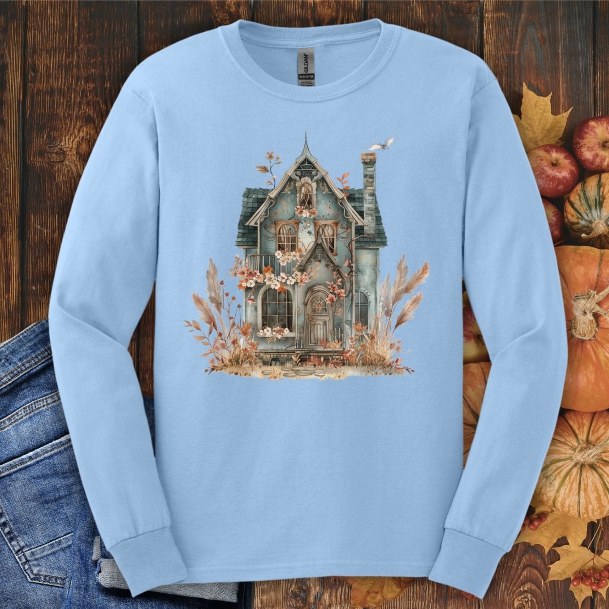 Boho Haunted Victorian House Long Sleeve Tee