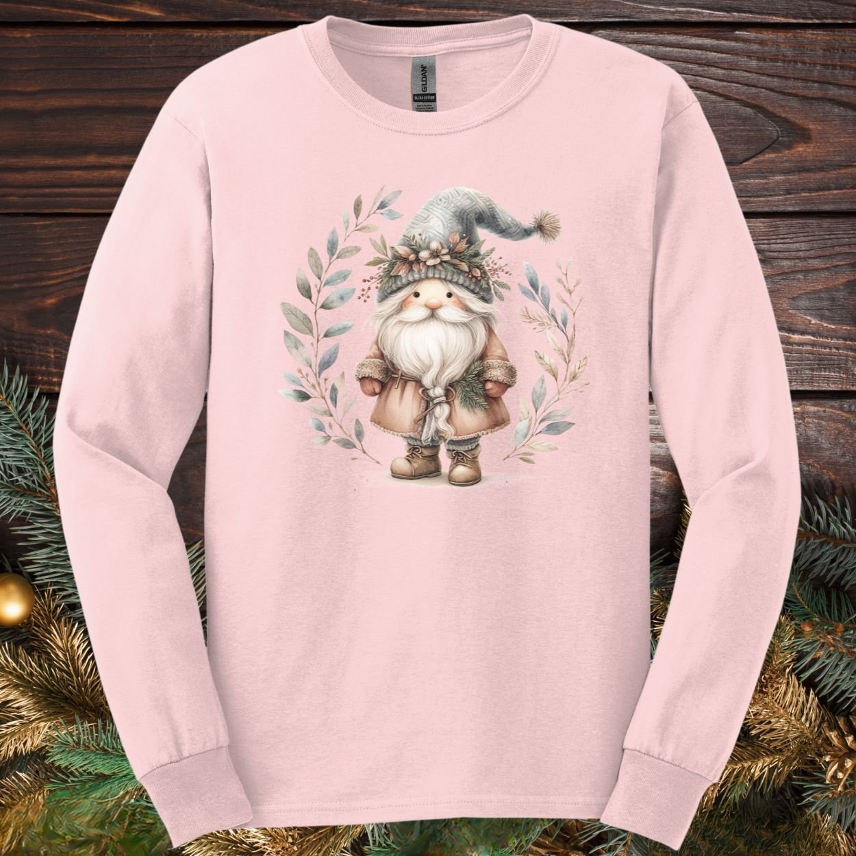 Boho Nordic St. Nick Gnome Long Sleeve Tee