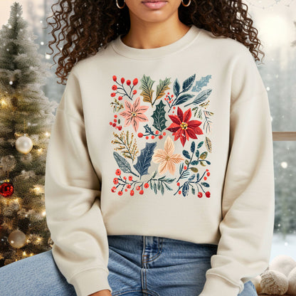 Boho Poinsettia Floral Sweatshirt