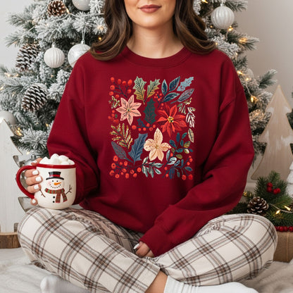 Boho Poinsettia Floral Sweatshirt