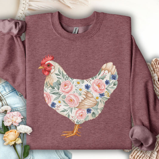 Botanical Hen in Watercolor Sweatshirt