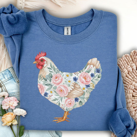 Botanical Hen in Watercolor Sweatshirt