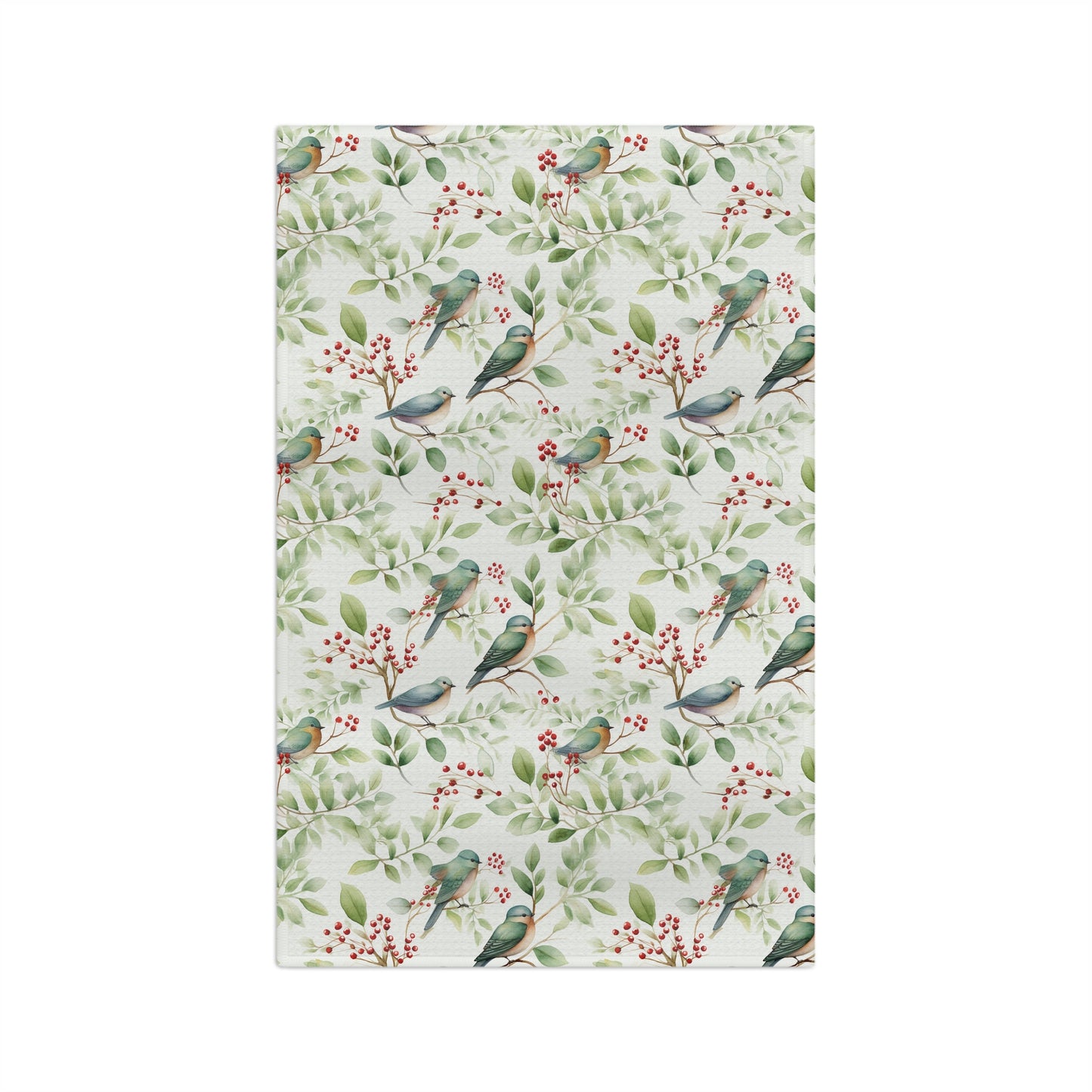 Botanical Holiday Bluebird Microfiber Tea Towel