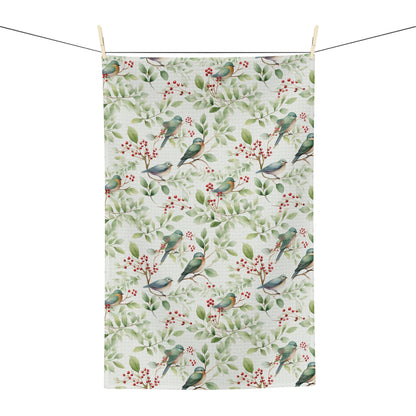 Botanical Holiday Bluebird Microfiber Tea Towel