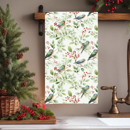 Botanical Holiday Bluebird Microfiber Tea Towel