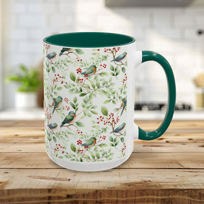 Botanical Holiday Bluebird Pattern Mug (11/15oz)