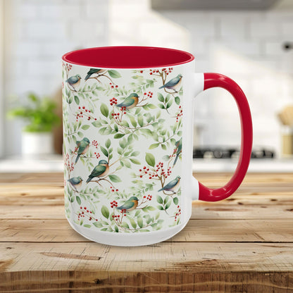 Botanical Holiday Bluebird Pattern Mug (11/15oz)