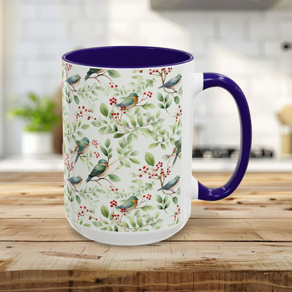 Botanical Holiday Bluebird Pattern Mug (11/15oz)