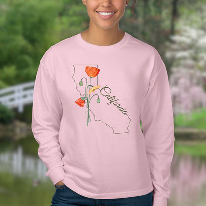 California State Flower Long Sleeve Tee - California Poppy