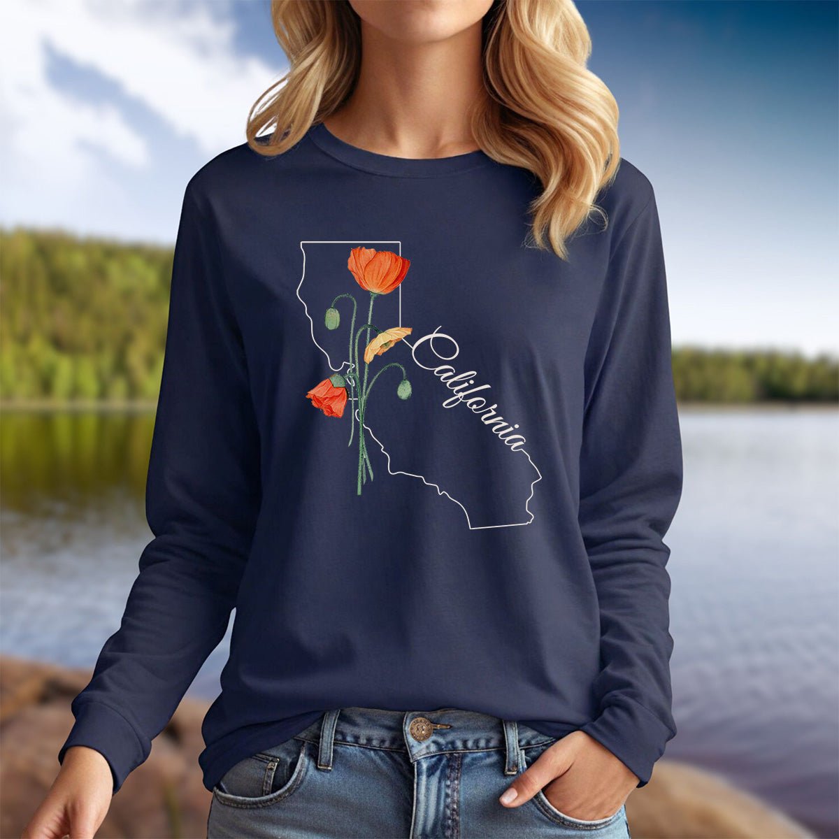 California State Flower Long Sleeve Tee - California Poppy