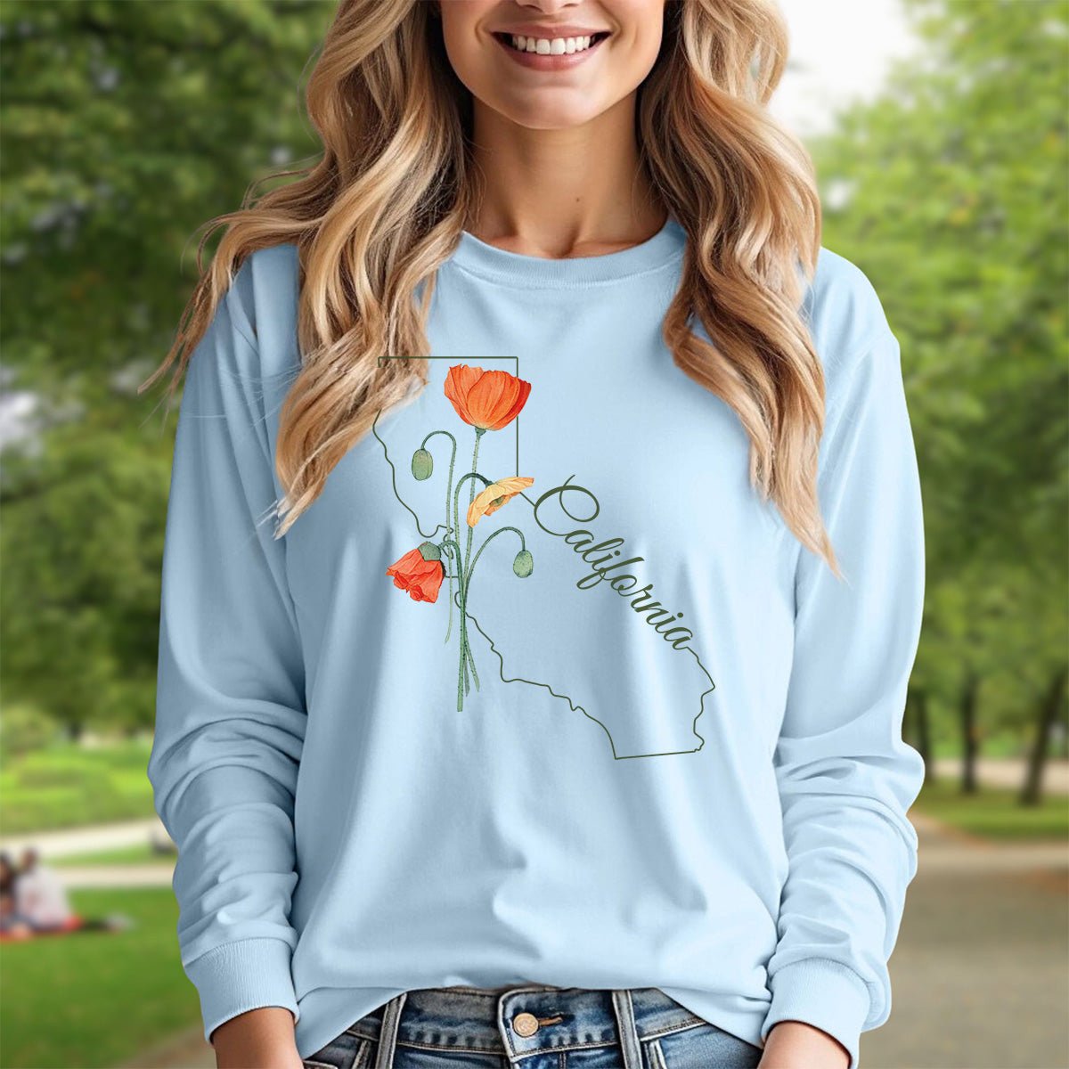 California State Flower Long Sleeve Tee - California Poppy