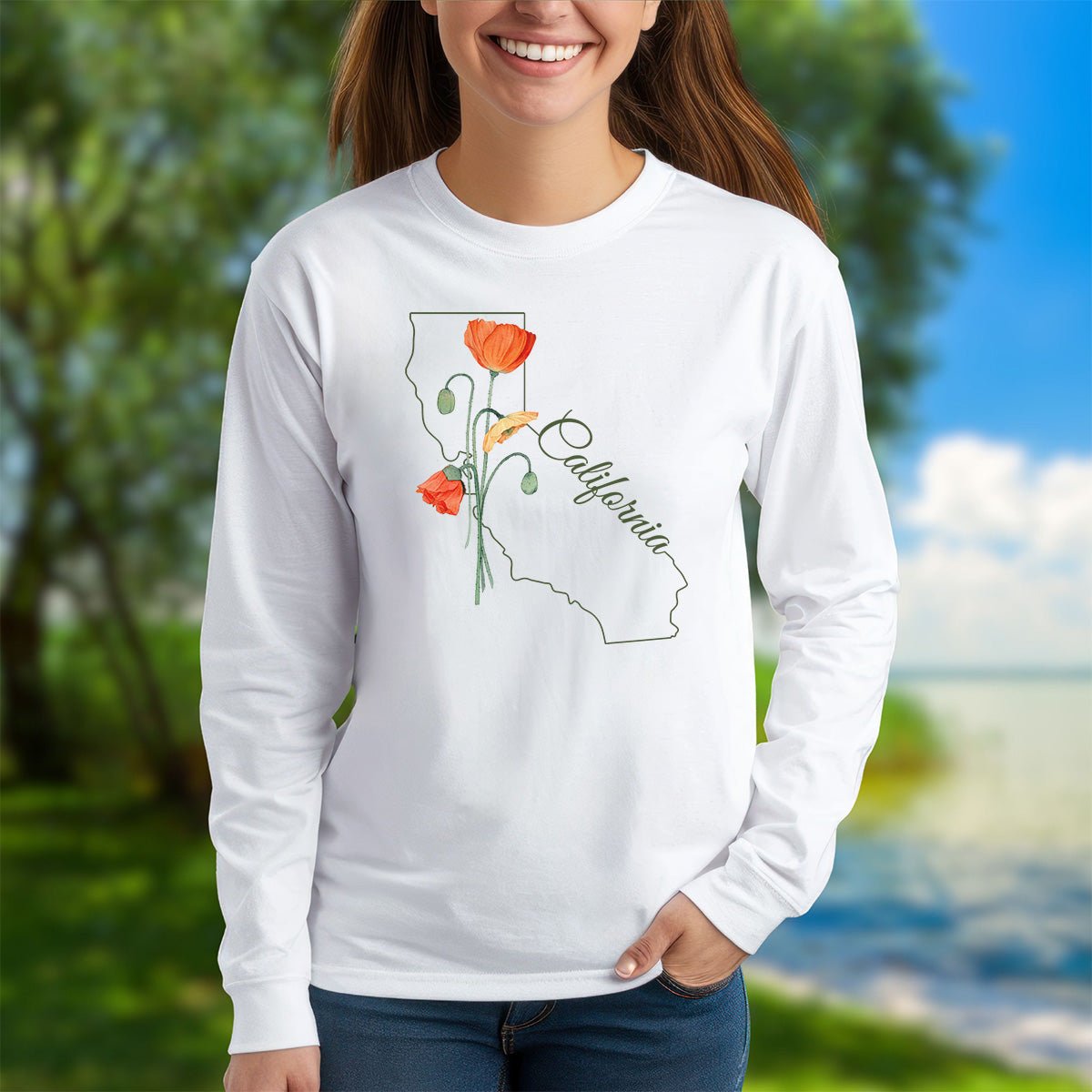 California State Flower Long Sleeve Tee - California Poppy