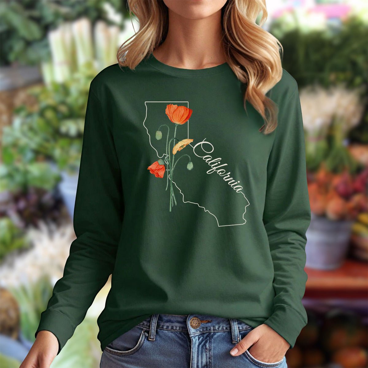 California State Flower Long Sleeve Tee - California Poppy