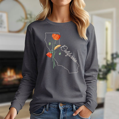 California State Flower Long Sleeve Tee - California Poppy