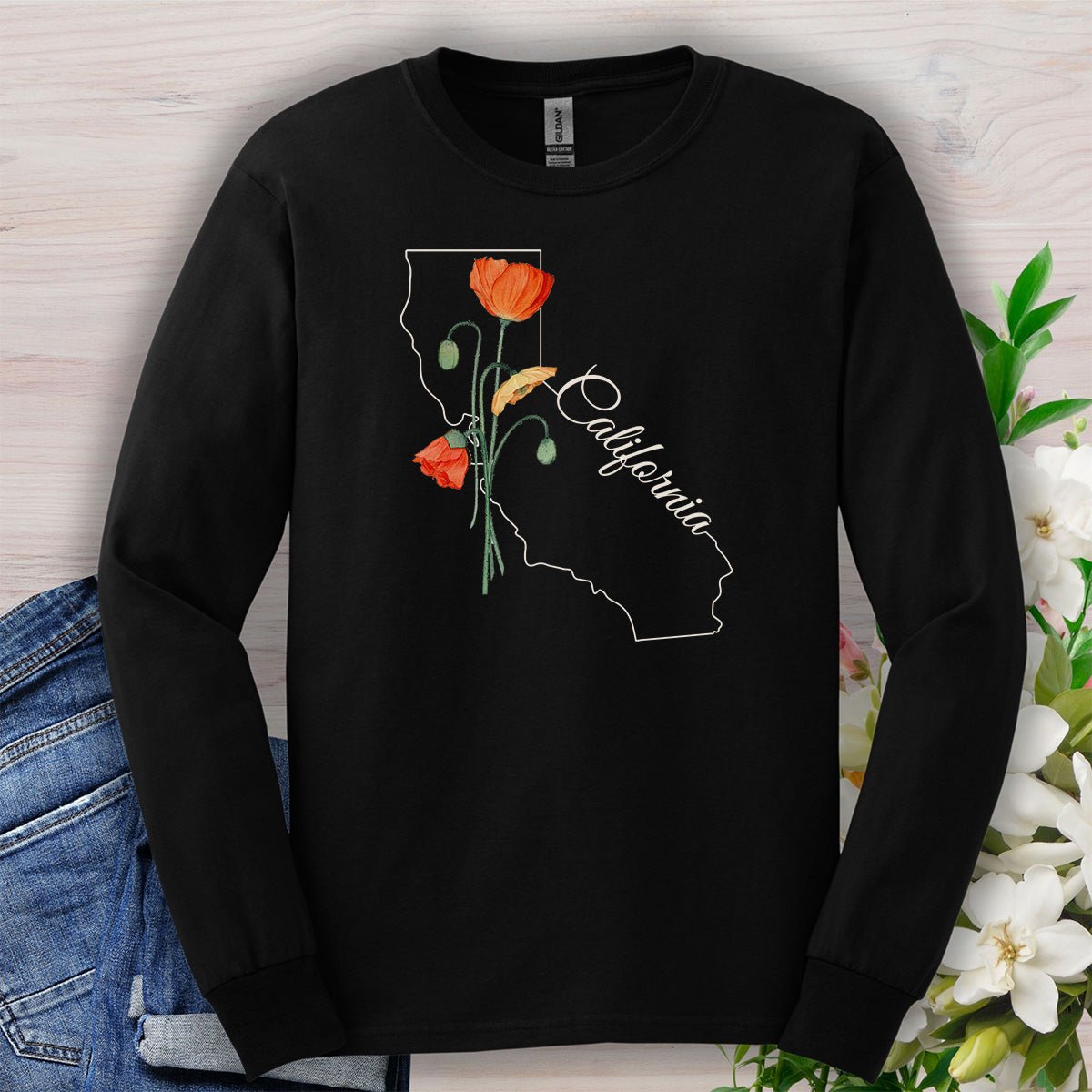 California State Flower Long Sleeve Tee - California Poppy
