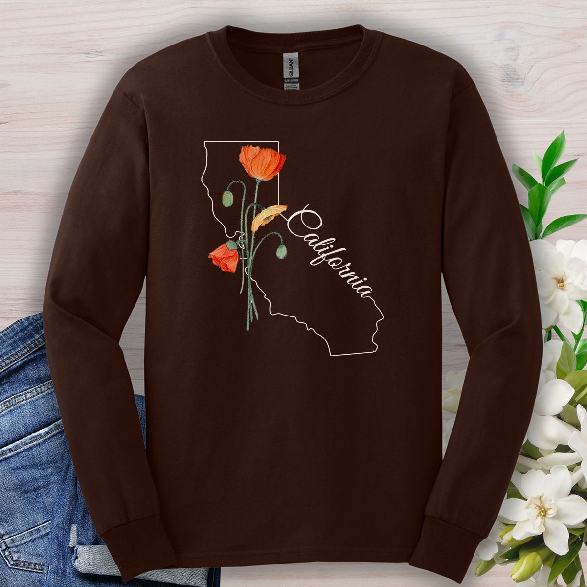 California State Flower Long Sleeve Tee - California Poppy