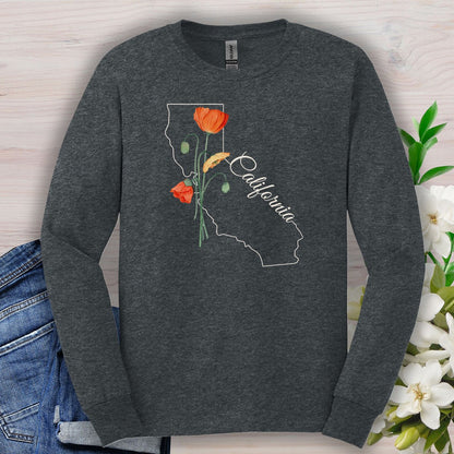 California State Flower Long Sleeve Tee - California Poppy