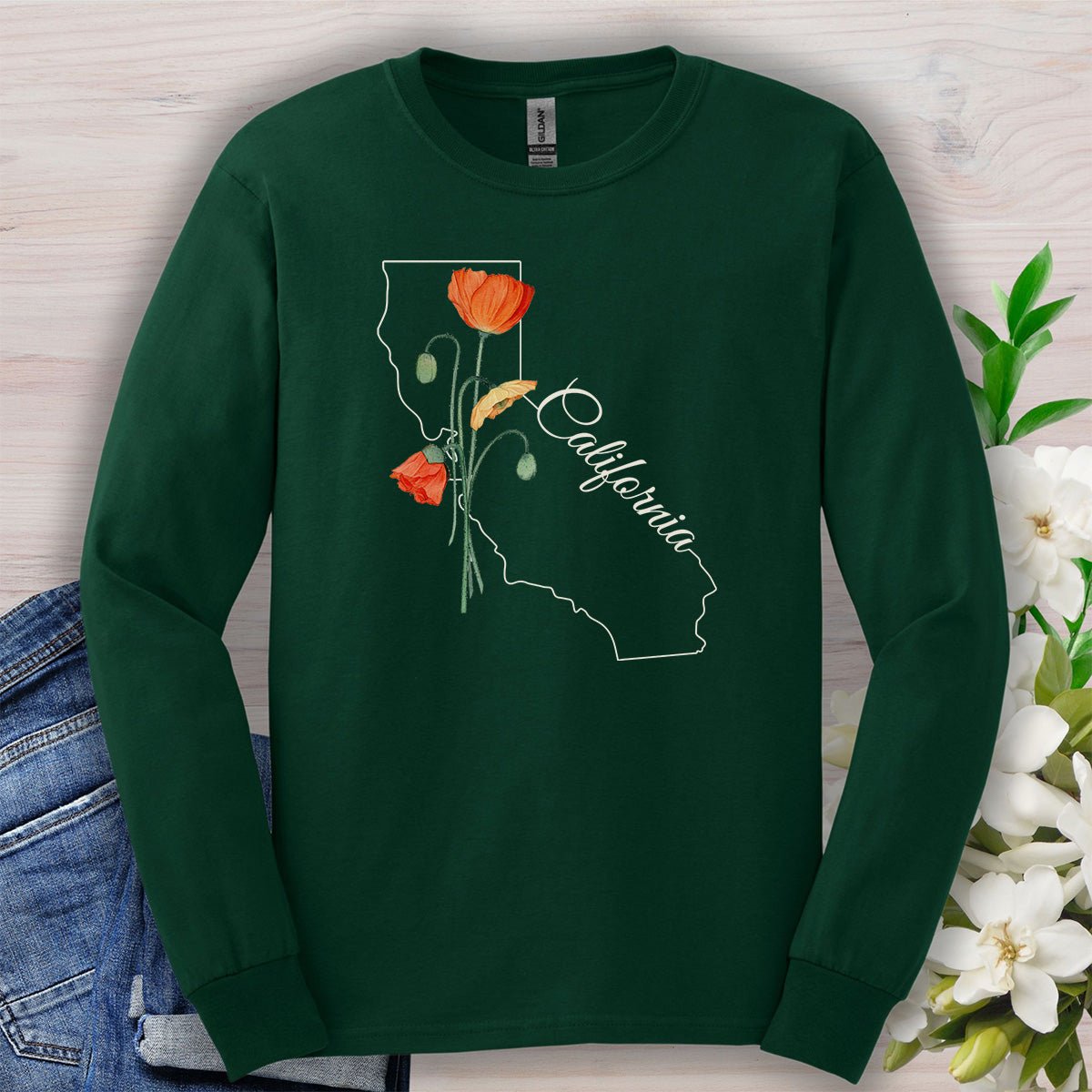 California State Flower Long Sleeve Tee - California Poppy