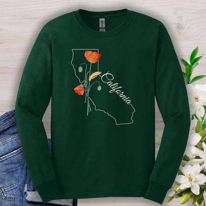 California State Flower Long Sleeve Tee - California Poppy
