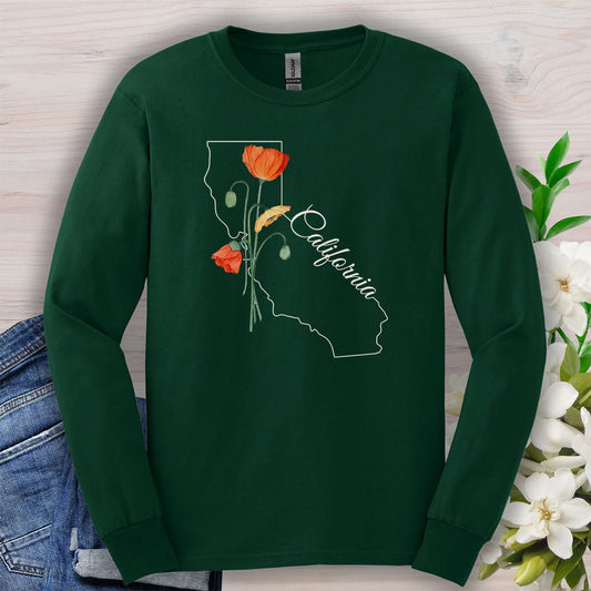 California State Flower Long Sleeve Tee - California Poppy