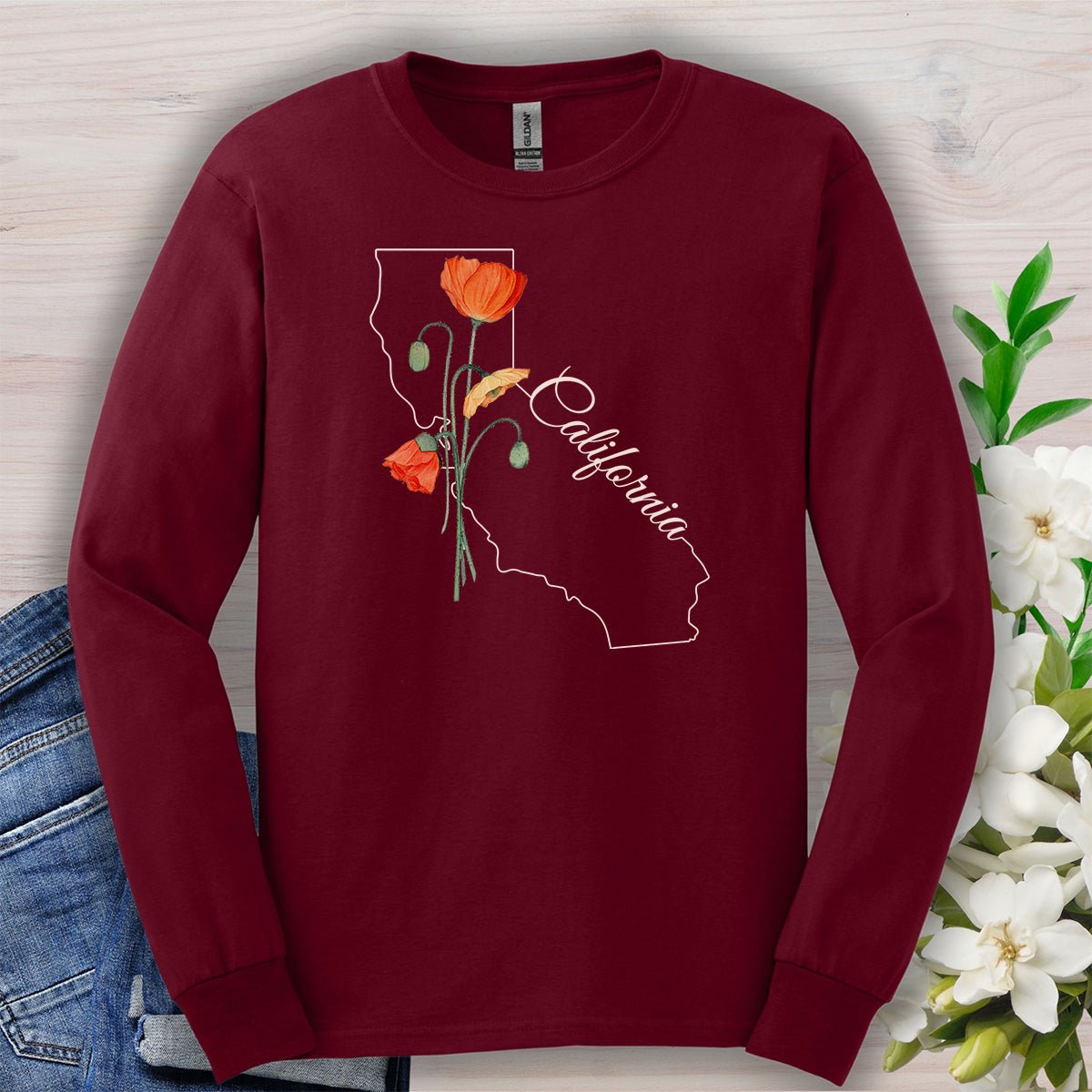 California State Flower Long Sleeve Tee - California Poppy