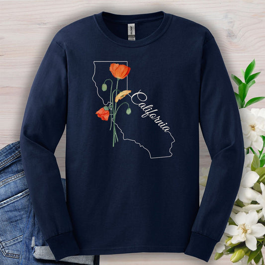 California State Flower Long Sleeve Tee - California Poppy