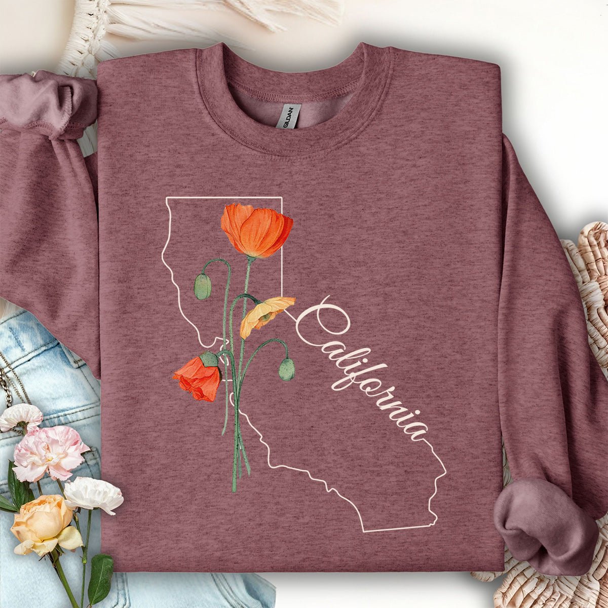California State Flower Sweatshirt - California Poppy
