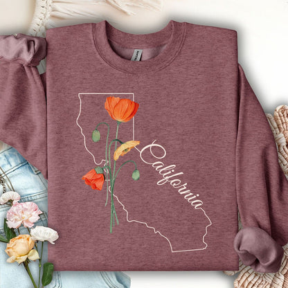 California State Flower Sweatshirt - California Poppy